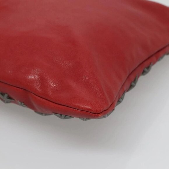 Jimmy Choo Studs Clutch Bag Leather Red Black Auth bs28965 - Picture 4 of 16